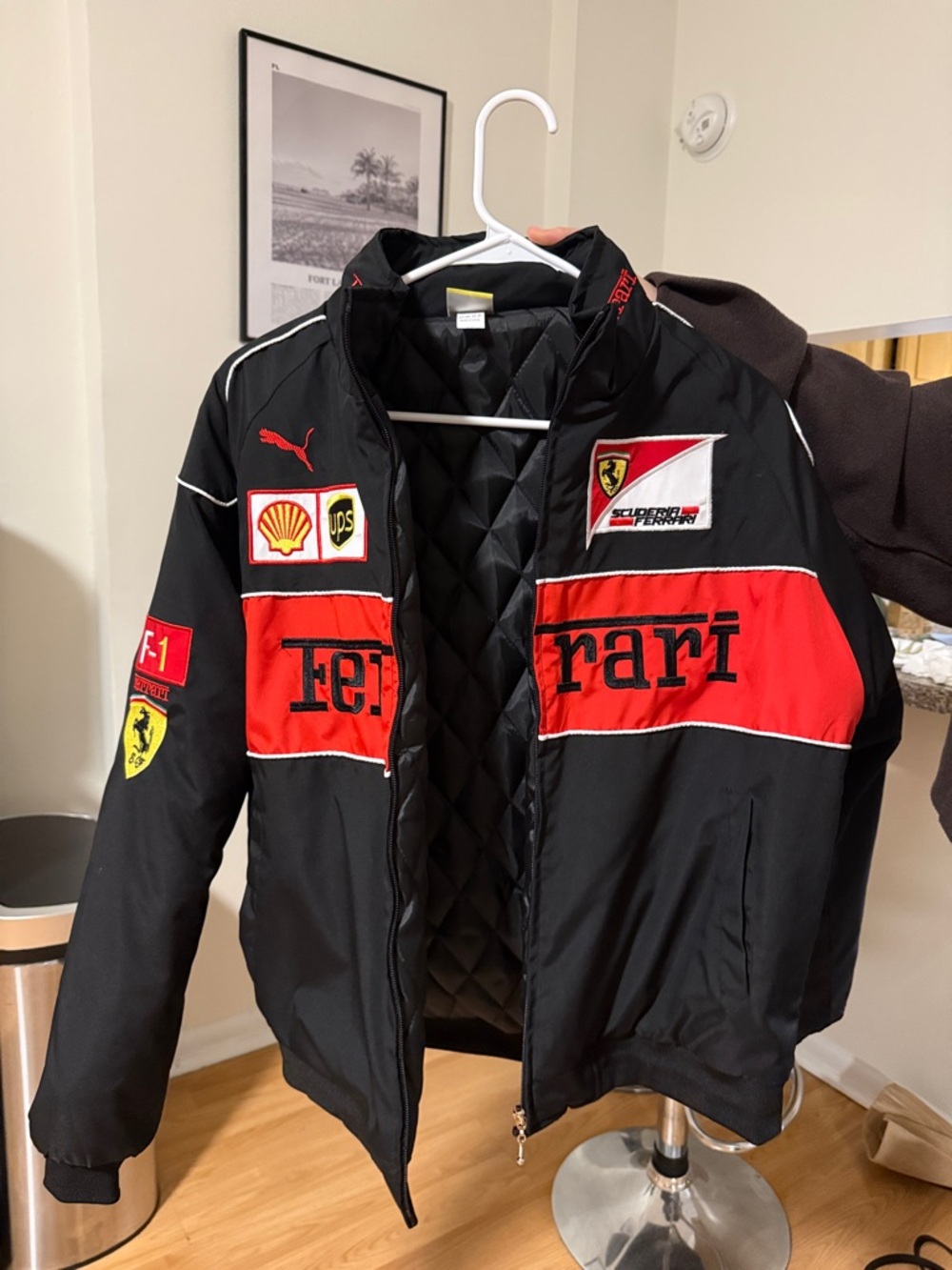 Ferrari Black and Red Logo Racing Jacket